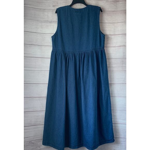 That's The Way To Go Always Innovative Denim Jean Dress Embroidered Birdhouse L - Picture 4 of 16